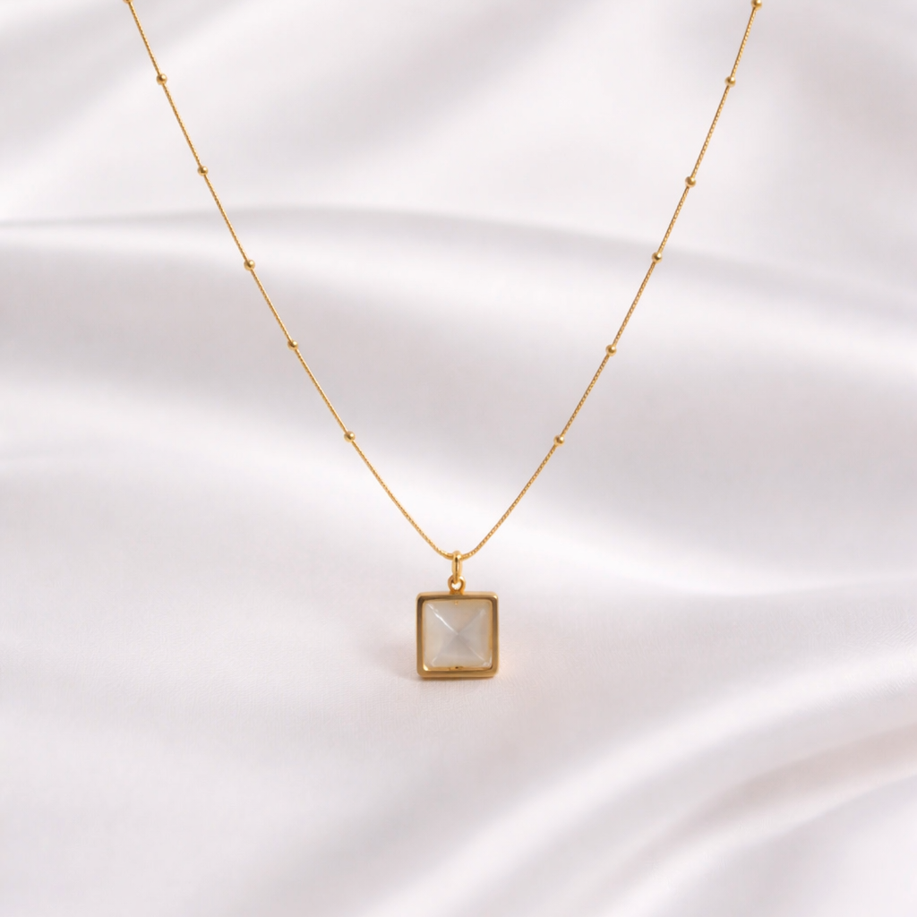 Anti-Tarnish SQ Golden Stone Chain